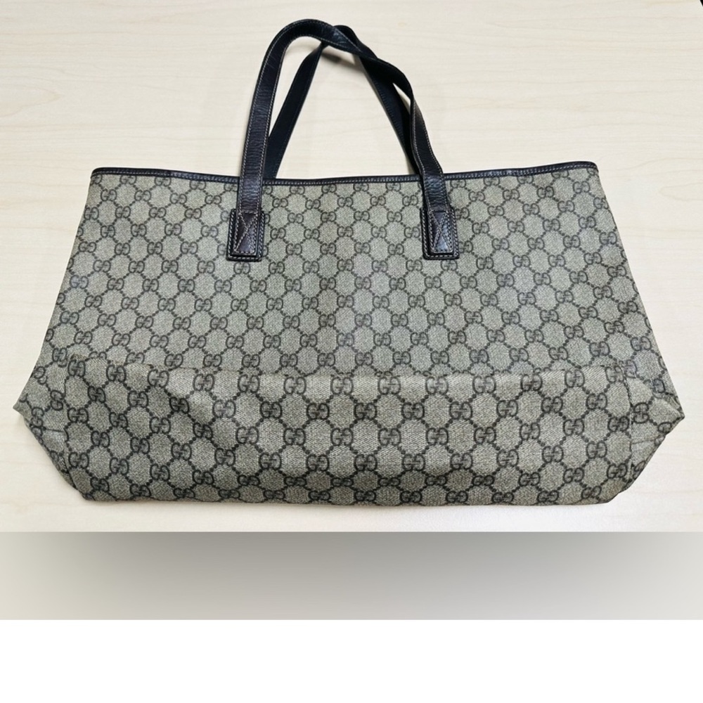 WOW POSHMARK Authentic Gucci Large GG Web Canvas with Leather Trim Tote - Picture 15 of 15